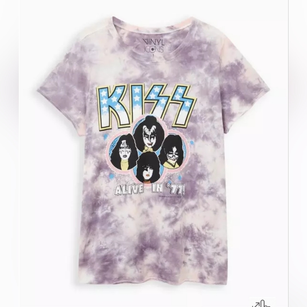 Torrid Kiss Graphic Tee - Purple and Black Tie-Dye